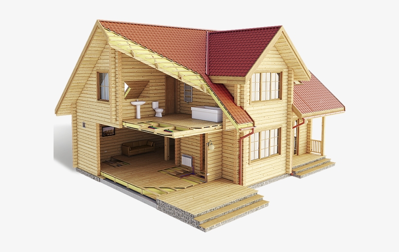 Prefab Glulam Dry Timber Or Cylinder Log Wooden Houses - Деревянные Дома, transparent png download