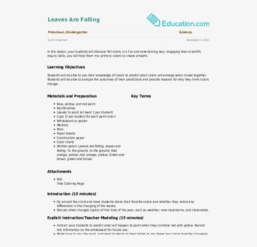 Leaves Are Falling - Number Recognition Lesson Plans, transparent png download