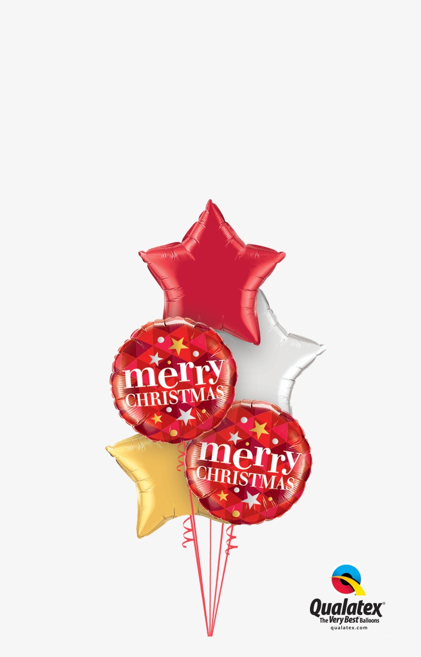Qualatex Balloons On Twitter - Merry Christmas Stars Red Foil Mylar Balloon 18" By, transparent png download