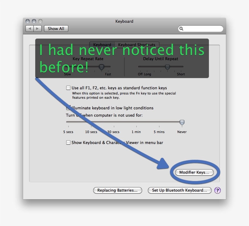 Keyboard Modifier Keys Button In System Preferences - Mac System Preferences Keyboard, transparent png download