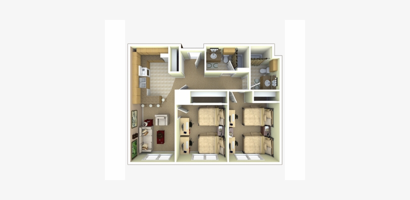 2 Bedroom, 2 Bath Apartment [ ] - University Apartments, transparent png download