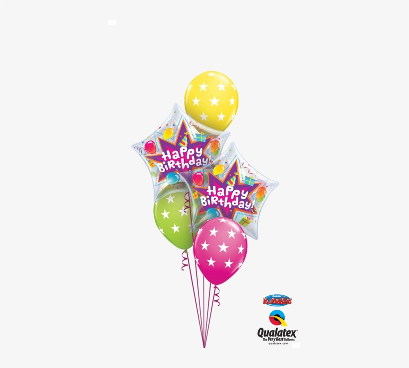 Happy Birthday Star Bubble Bouquet - 22" Birthday Party Blast Plastic Bubble Balloons -, transparent png download
