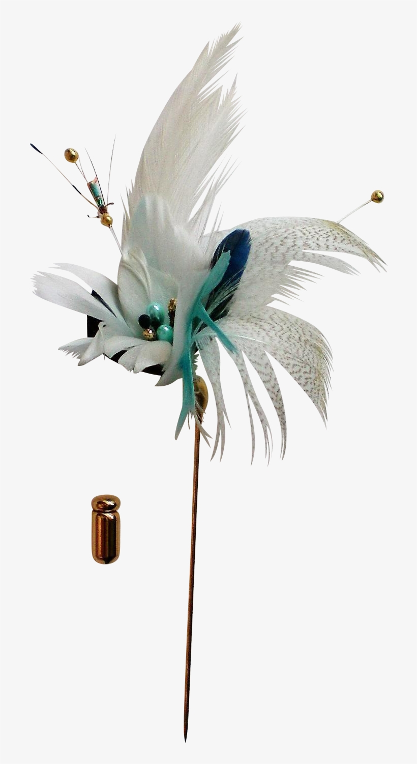 Feather Flower Stick / Lapel Pin Found At Www - Costume Hat, transparent png download