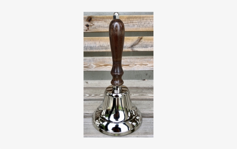 Sb-271 Brass Wooden Handle Bell In Nickel Finish - Classic Large Traditional School Hand Bell, transparent png download