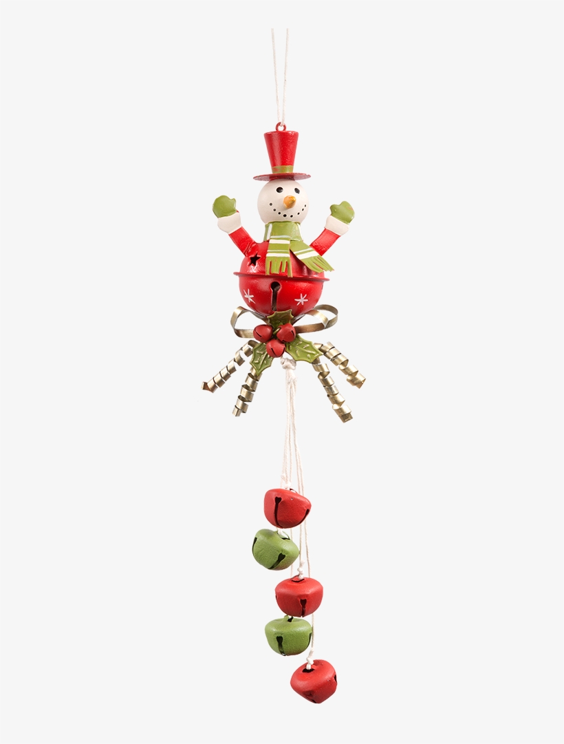 Snowman With Jingle Bells - Christmas Ornament, transparent png download