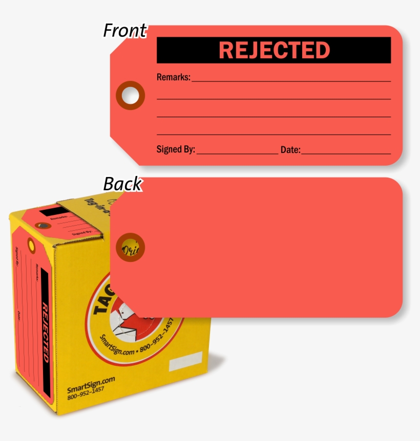 Rejected Tag In A Box Inspection Tag In A Box - 100 Scrap Tag With Fiber Patch, Fluorescent Cardstock, transparent png download
