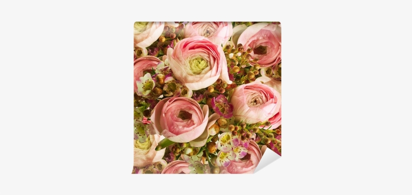 Gentle Bouquet From Pink Roses And Small Flower Wall - Garden Roses, transparent png download