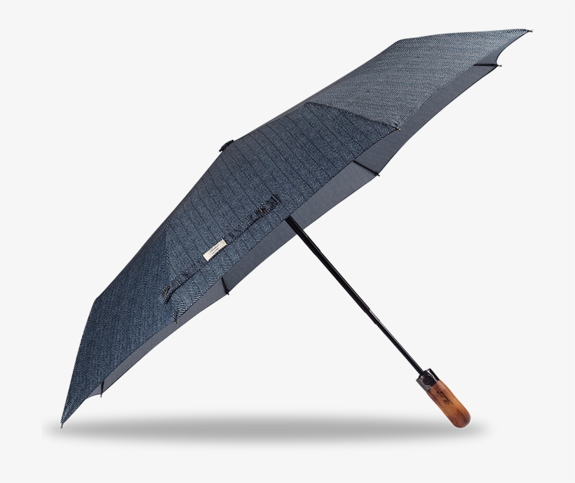 Auto Open & Close Folding Umbrella With Real Wood Handle - Umbrella, transparent png download
