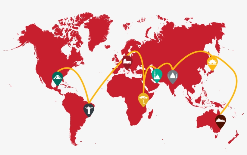 World Map Red Learning Abroad Has Opportunities For - Free Printable World Map For Wall Art, transparent png download