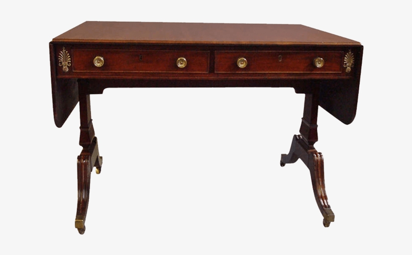 A Good Regency Mahogany And Brass Mounted Sofa Table - Sofa Tables, transparent png download