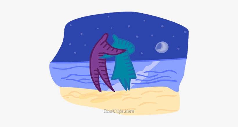 Romantic Couple On A Beach At Night Royalty Free Vector - Clip Art, transparent png download