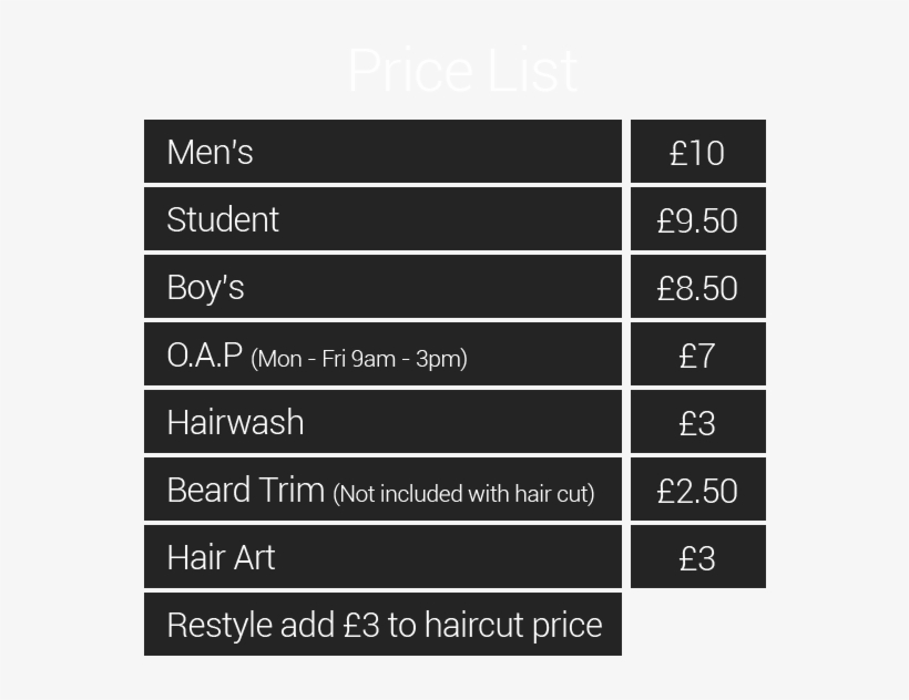Pricelist - Workshop For Men, transparent png download