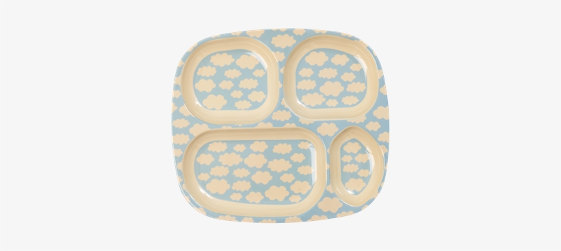 Kids 4 Room Melamine Plate With Print By Rice - Melamine Cloud Compartment Plate - Rice, transparent png download