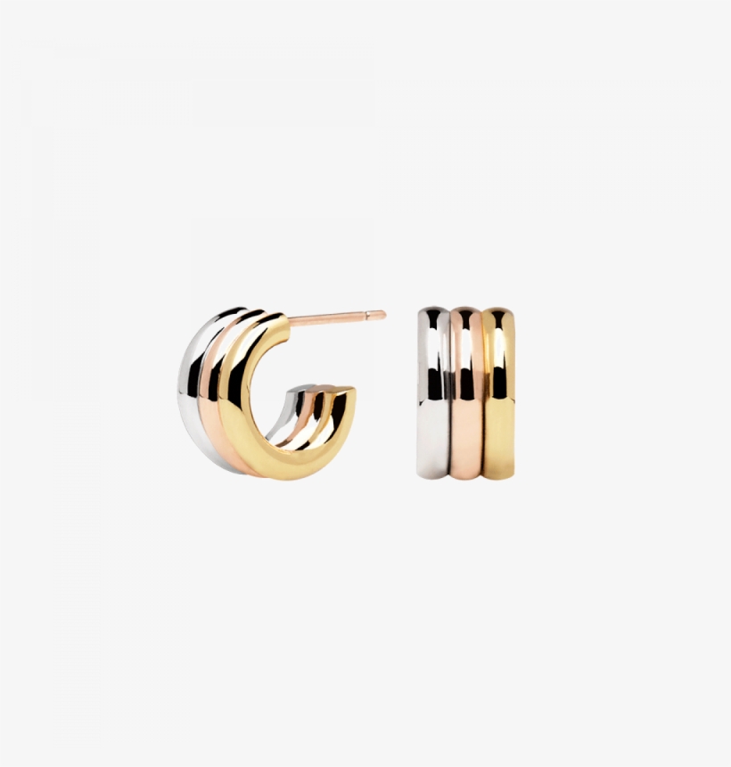 Earrings Gold Plated, Pink And Silver "pure" - Earring, transparent png download