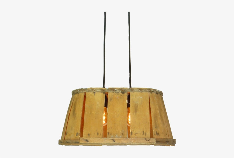Rural Hanging Lamp Of Old Cherry Wood Basket With Two - Ceiling Fixture, transparent png download