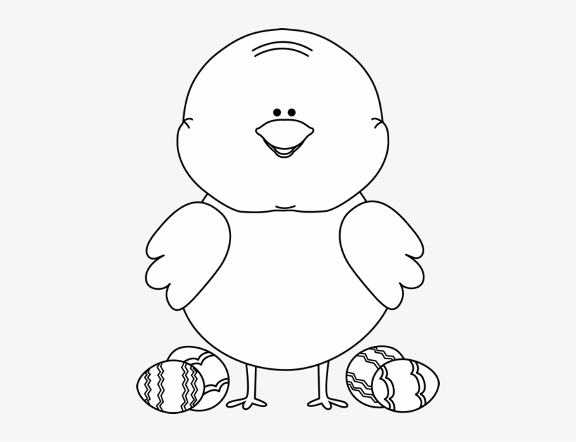 Black And White Easter Chick With Easter Eggs - Easter Images Black And White, transparent png download