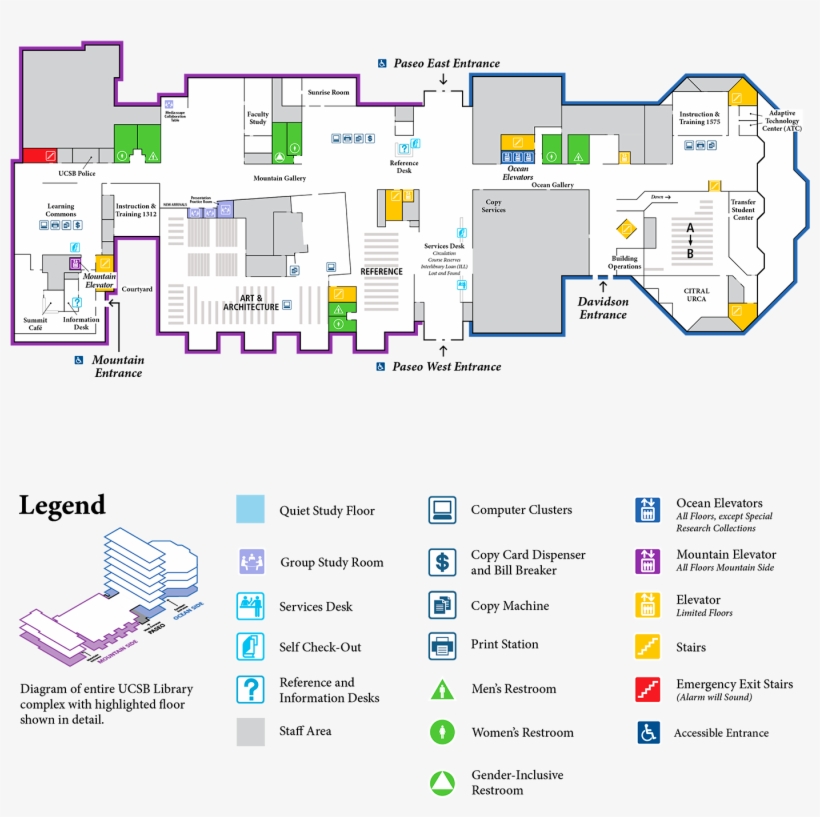 1st Floor Map - Ucsb Library, transparent png download