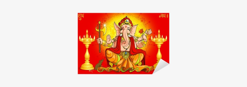 Vector Illustration Of Lord Ganesha For Deepawali Sticker - Ganesh And Deepawali Banner, transparent png download