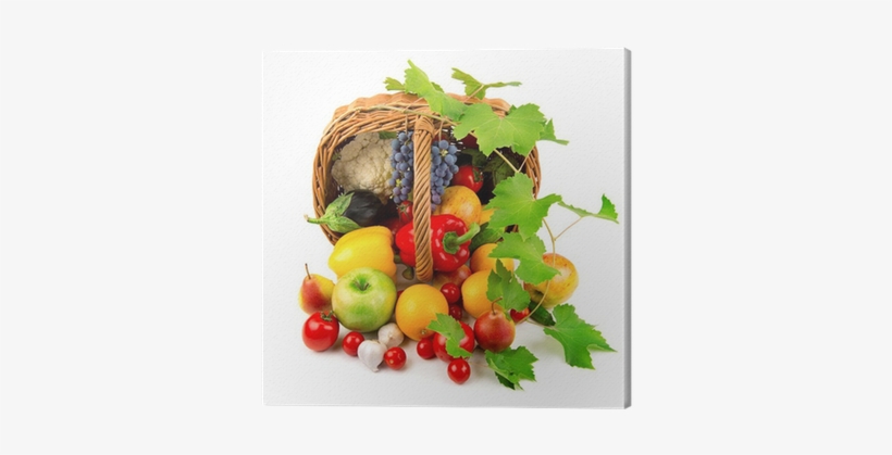 Collection Of Fruits And Vegetables In A Wicker Basket - Vegetable, transparent png download
