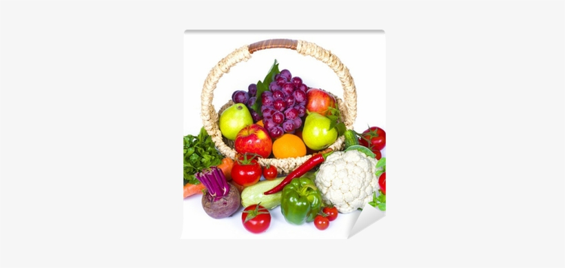 Composition Of Fruits And Vegetables In Wicker Basket - Vegetable, transparent png download