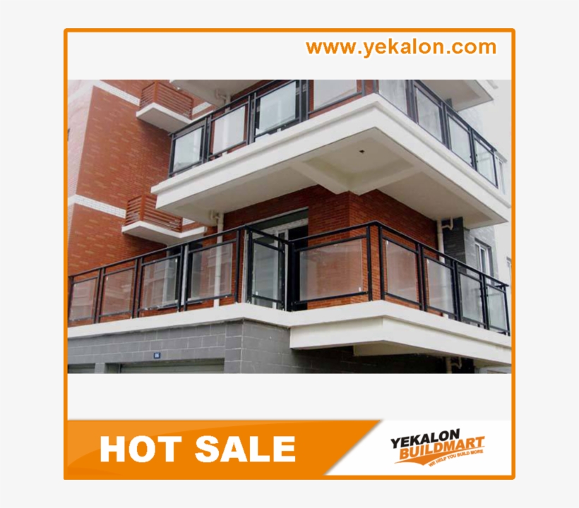 Yekalon New Design Zinc Steel Balcony Glass Handrail - Balcony, transparent png download
