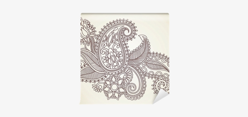 Hand Draw Line Art Ornate Flower Design - Тату Эскизы Цветы На Бедре, transparent png download