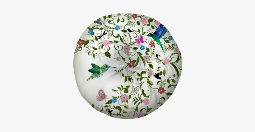 Floral Background With Bird Tufted Floor Pillow - Singles Box 1982-1991 [limited Edition], transparent png download