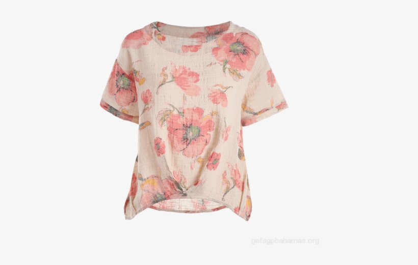 Round Collar Floral Print Blouse - Blouse, transparent png download