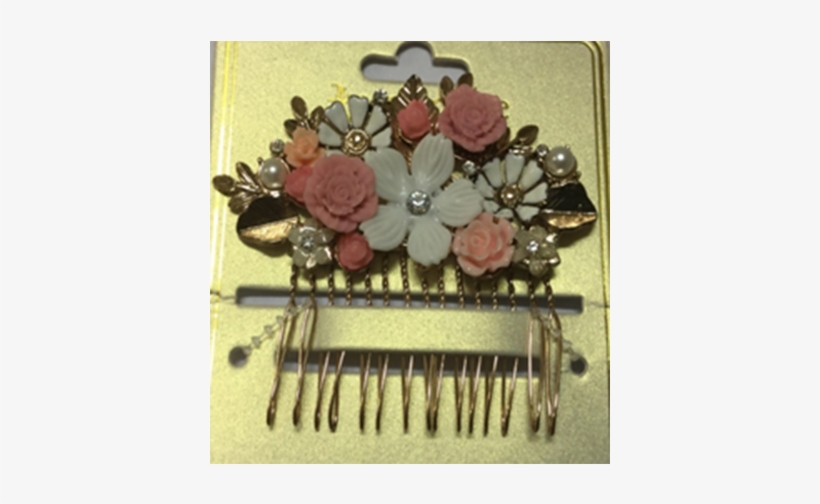 Floral Enamel Hair-comb - Hair, transparent png download