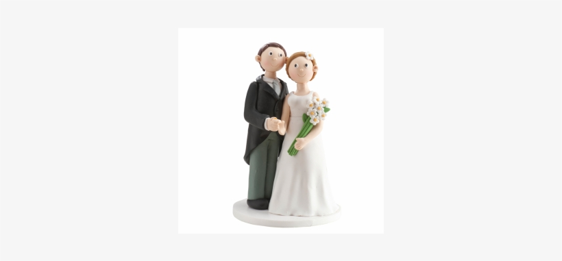 Wedding Couple Ornament White Flowers - Wedding Couple Cake Topper - Bouquet, transparent png download