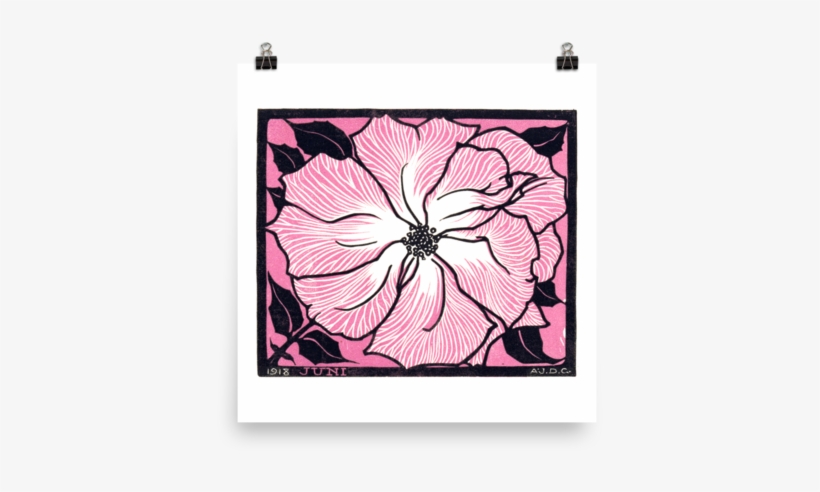 “june”, Pink, Black, & White Flower Design 1918, Enhanced - Julie De Graag, transparent png download