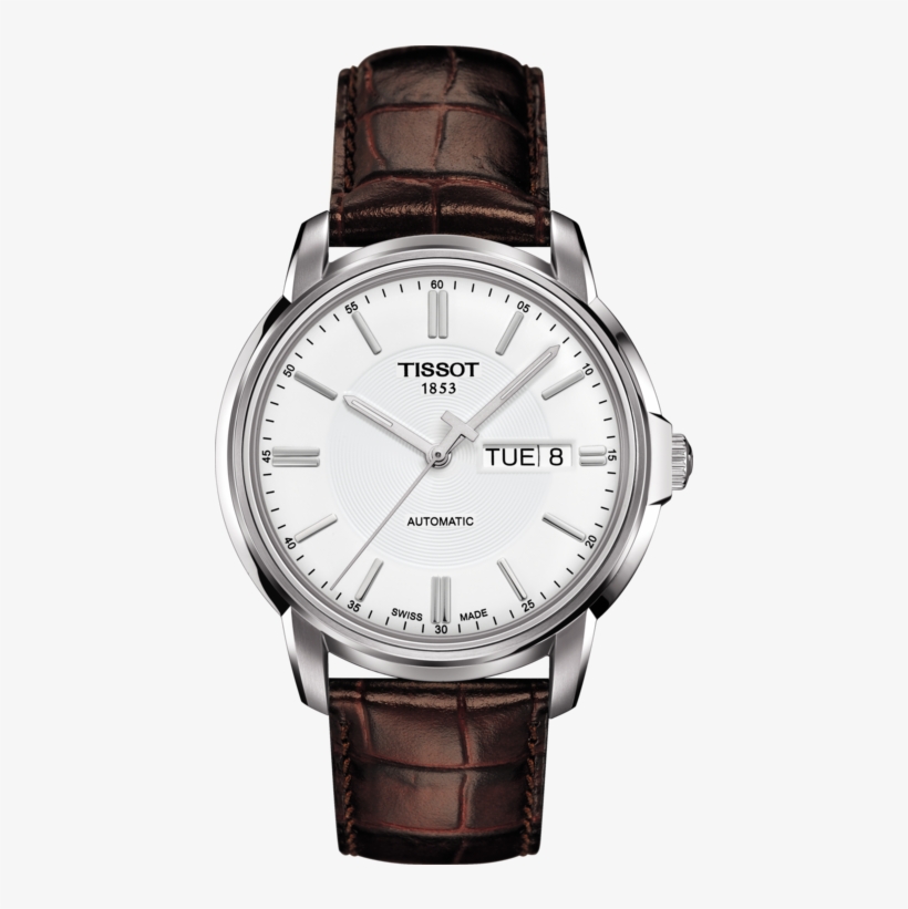 Tissot Automatics Iii Watch With Silver Dial And Brown - Tissot Ballade Powermatic 80 Cosc, transparent png download