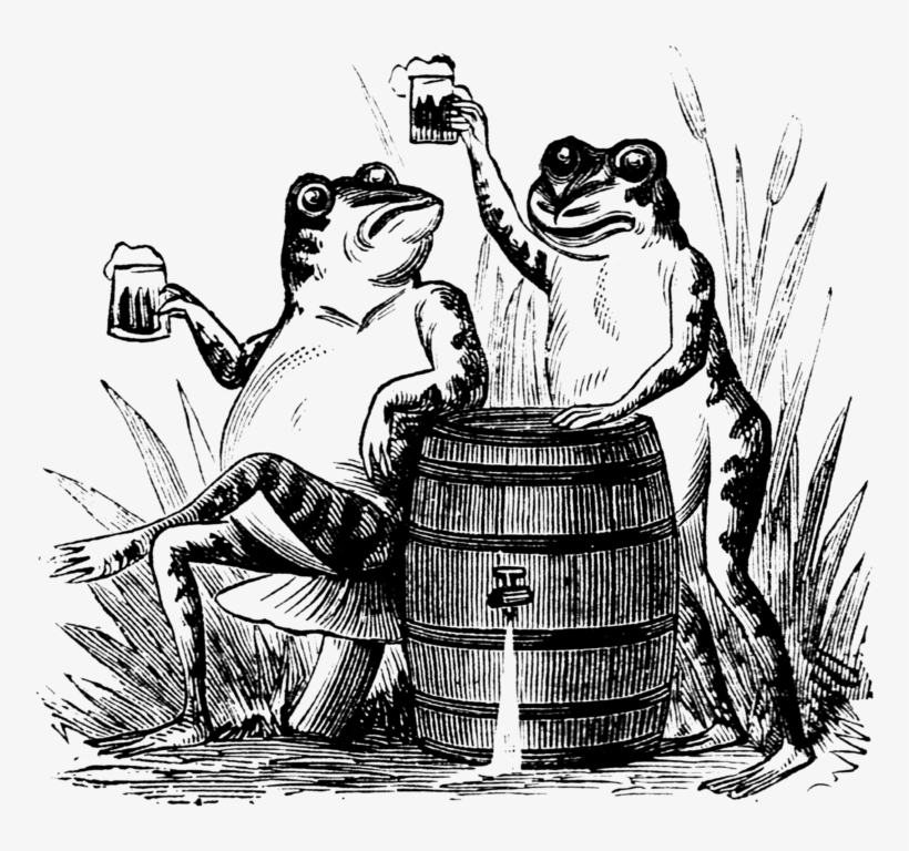 0339 Frogtoast - Cafepress Beer Drinking Frogs Tile Coaster, transparent png download