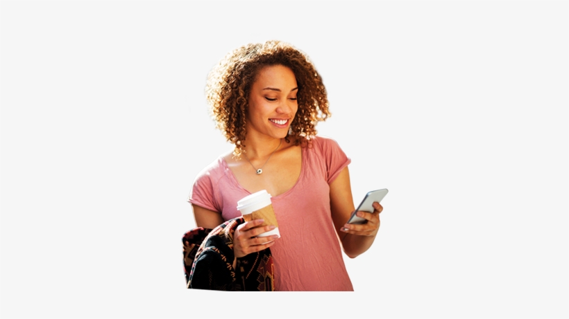 Woman Shopper Looking At Phone - Mobile Phone, transparent png download