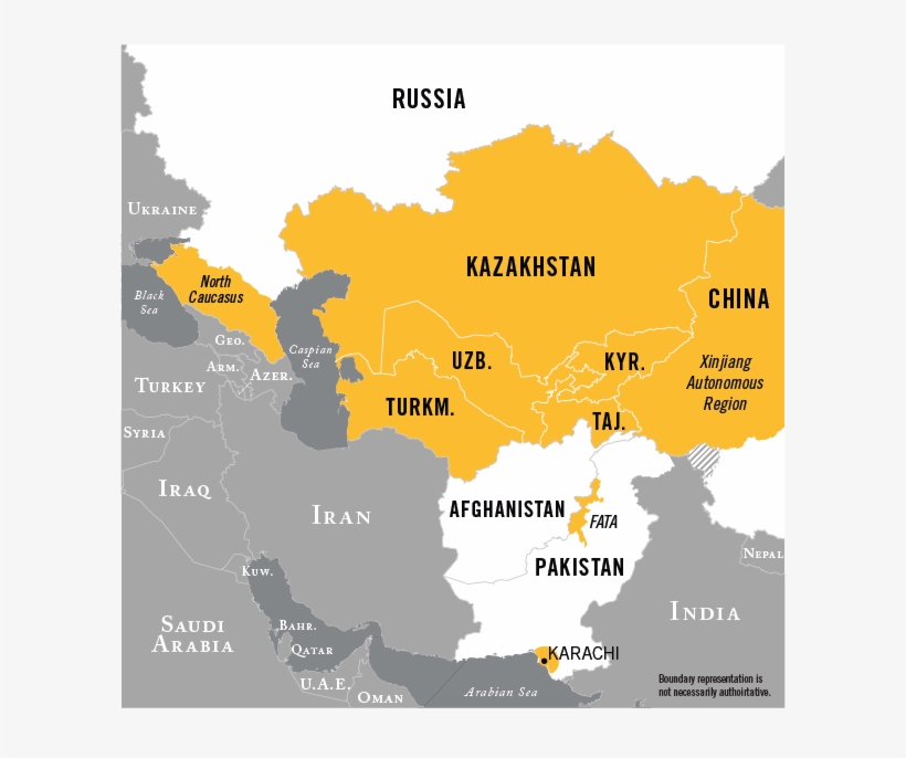 Map Of Central Asia Terrorism Oeprational Area - North And Central Eurasia, transparent png download