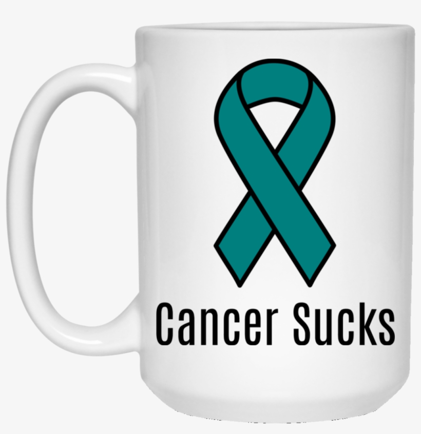 Cancer Sucks Teal Ribbon Ovarian Cancer Awareness 15 - Cancer Sucks Leukemia Awareness Orange Ribbon Coffee, transparent png download