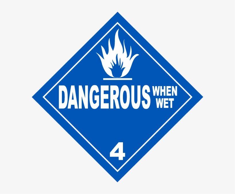 Dangerous When Wet Class 4 Placard - Dangerous When Wet Placard, transparent png download