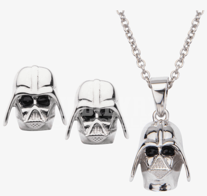 Darth Vader Stud Earrings And Pendant Set - Star Wars Sterling Silver 925 Darth Vader Helmet Pendant, transparent png download