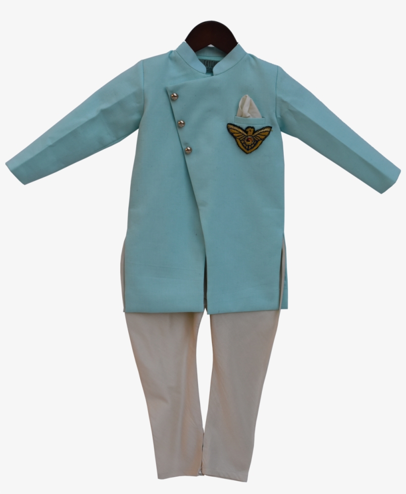 Acqua Blue Linen Ajkan With Patch Churidaar-1 V=1535109626 - Churidar, transparent png download