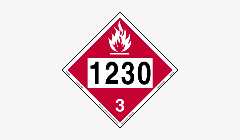 Flammable Liquid Placard, Un 1230, Aluminum, Sold Individually - Flammable Liquid, transparent png download