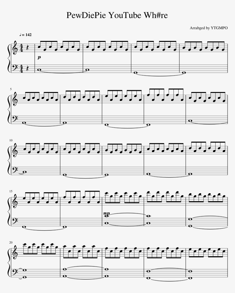 Pewdiepie Youtube Wh - Stranger Things Sheet Music, transparent png download