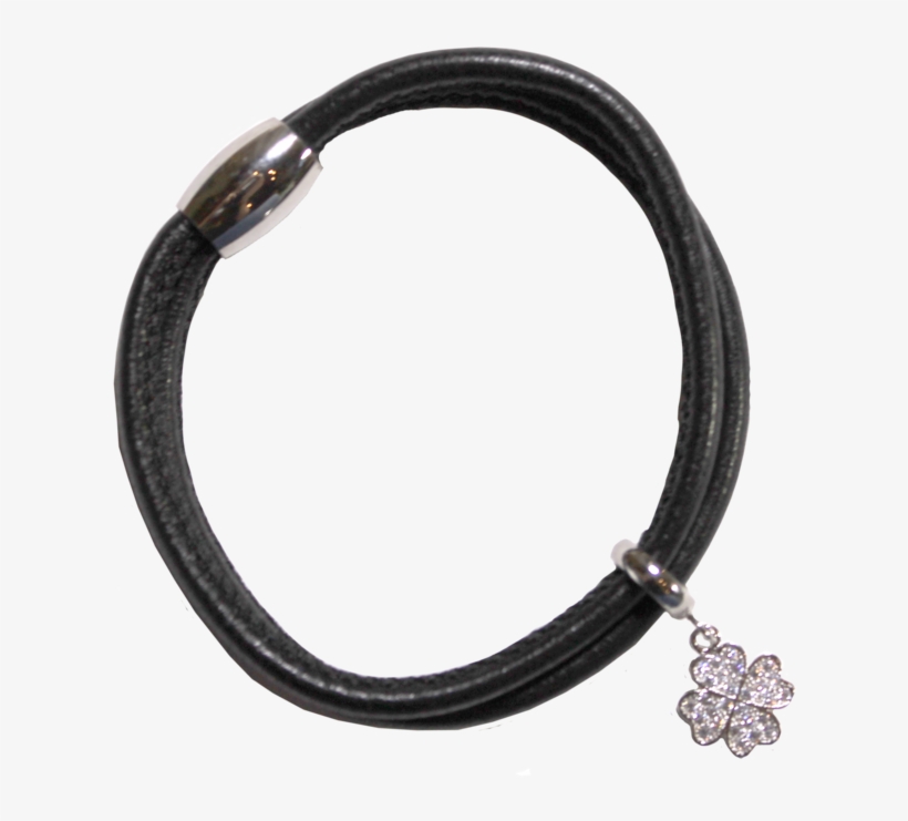 4-leaf Clover Charm Bracelet, Black Leather - Bracelet, transparent png download