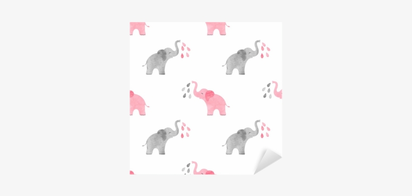 Watercolor Cute Elephants Pattern - Elephants Pattern, transparent png download
