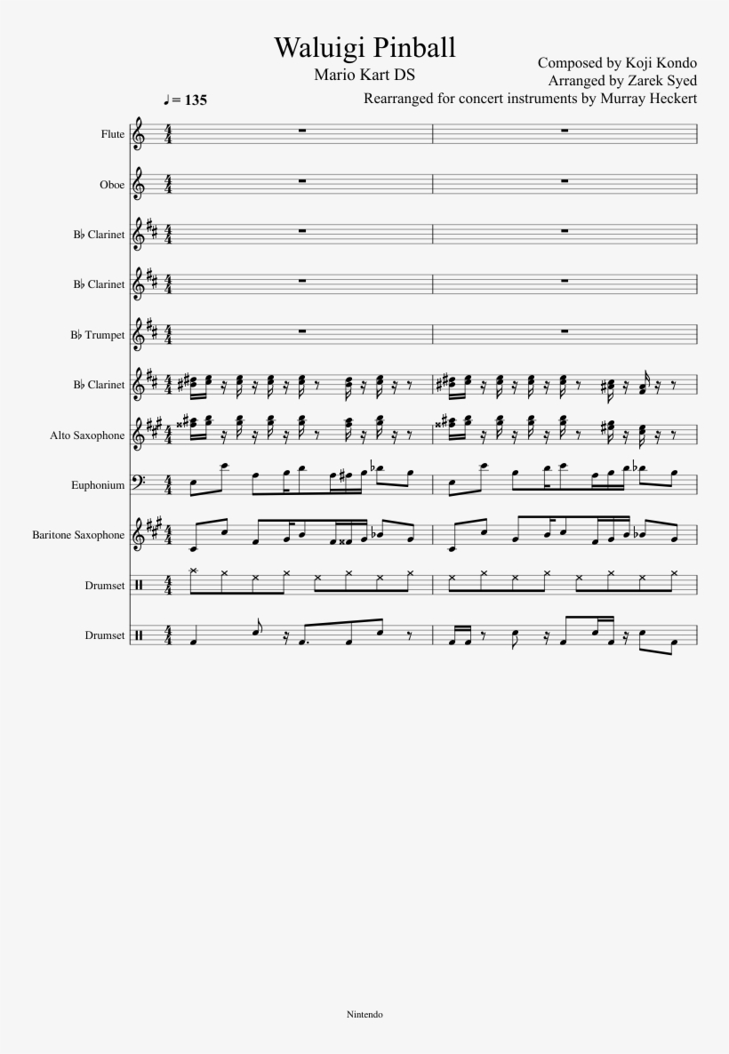 Waluigi Pinball Sheet Music Composed By Composed By - Document, transparent png download