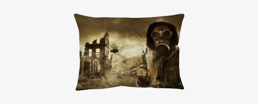 Post Apocalyptic Survivor In Gas Mask Throw Pillow - Post Apocalyptic Survivor, transparent png download