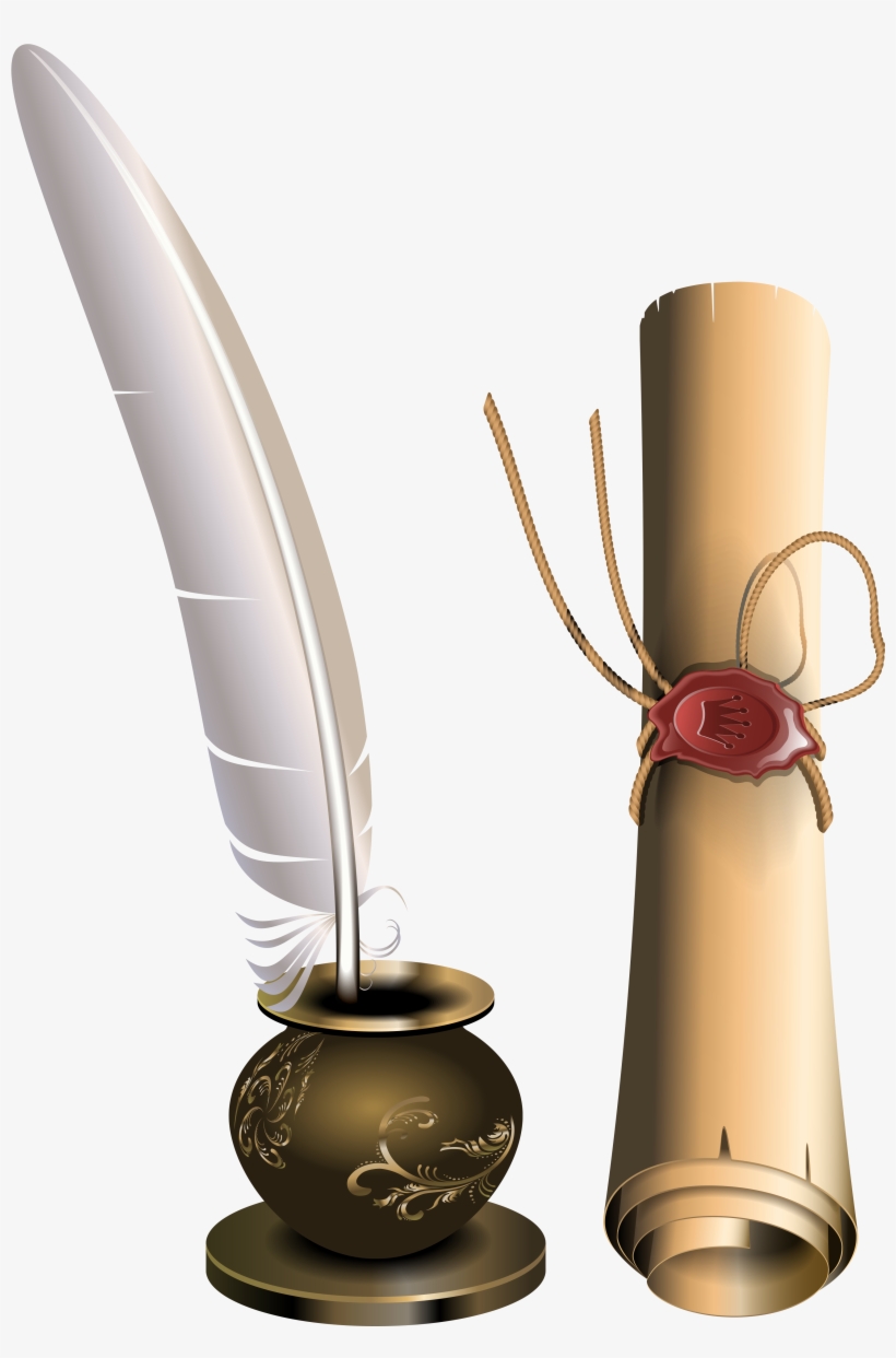 Scrolls And Ink Well, transparent png download