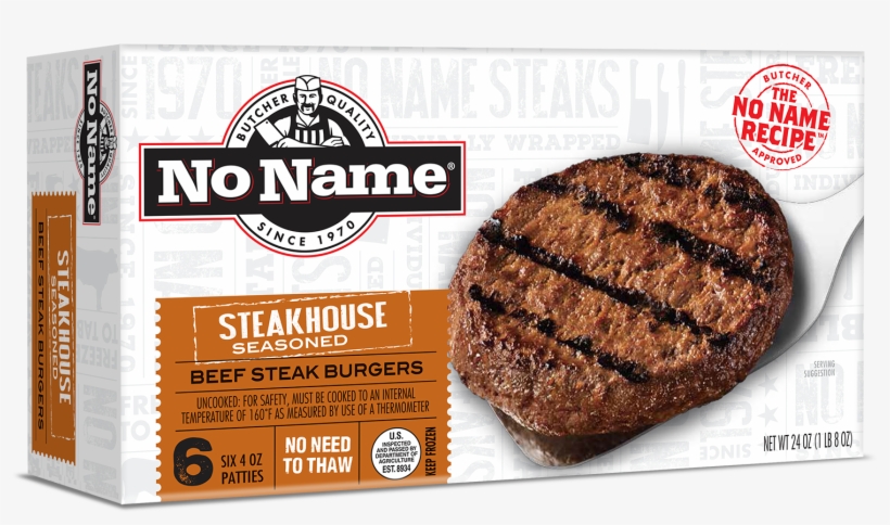 No Name® Steakhouse Seasoned Steak Burgers - No Name Burgers, transparent png download