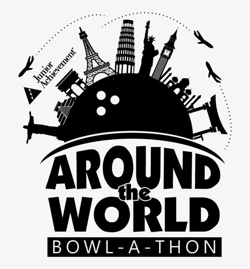 Around The World Bowl A Thon Logo Black And White - Poster, transparent png download