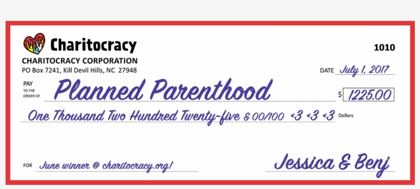 Charitocracy's 10th Check - Foundation, transparent png download