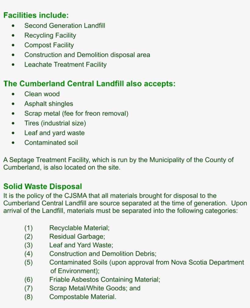 Cumberland Joint Services Management Authority Cumberland - Central Landfill, transparent png download